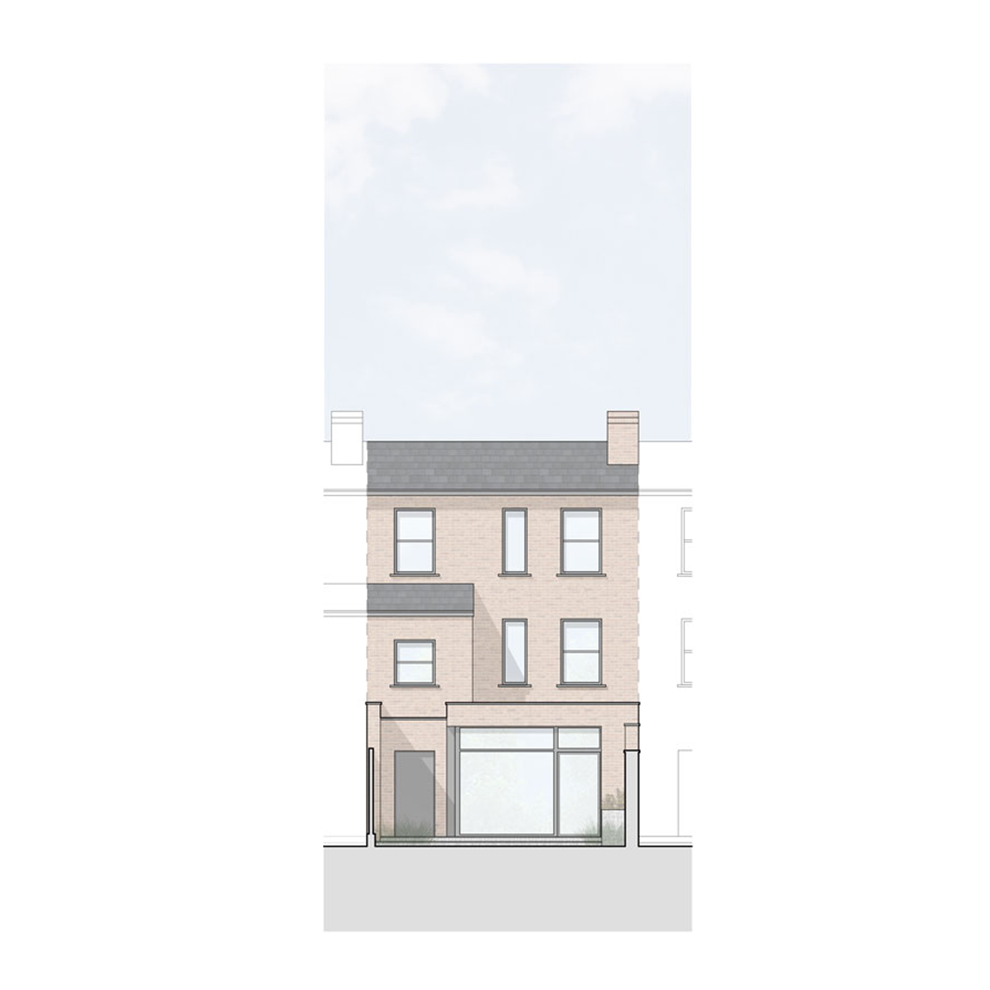 Highgate Avenue, Victorian terrace extension in Walthamstow, London: elevation drawing