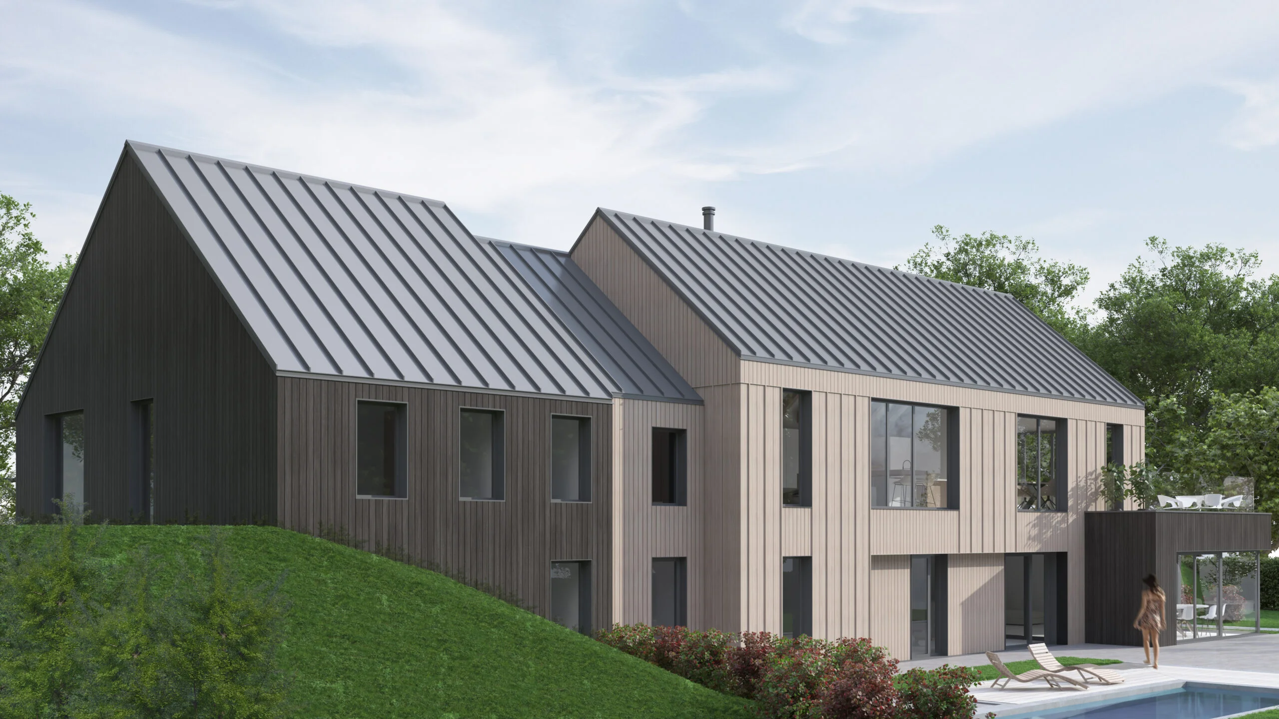 Brookfield Barn, new build barn home in Nottinghamshire: exterior visualisation