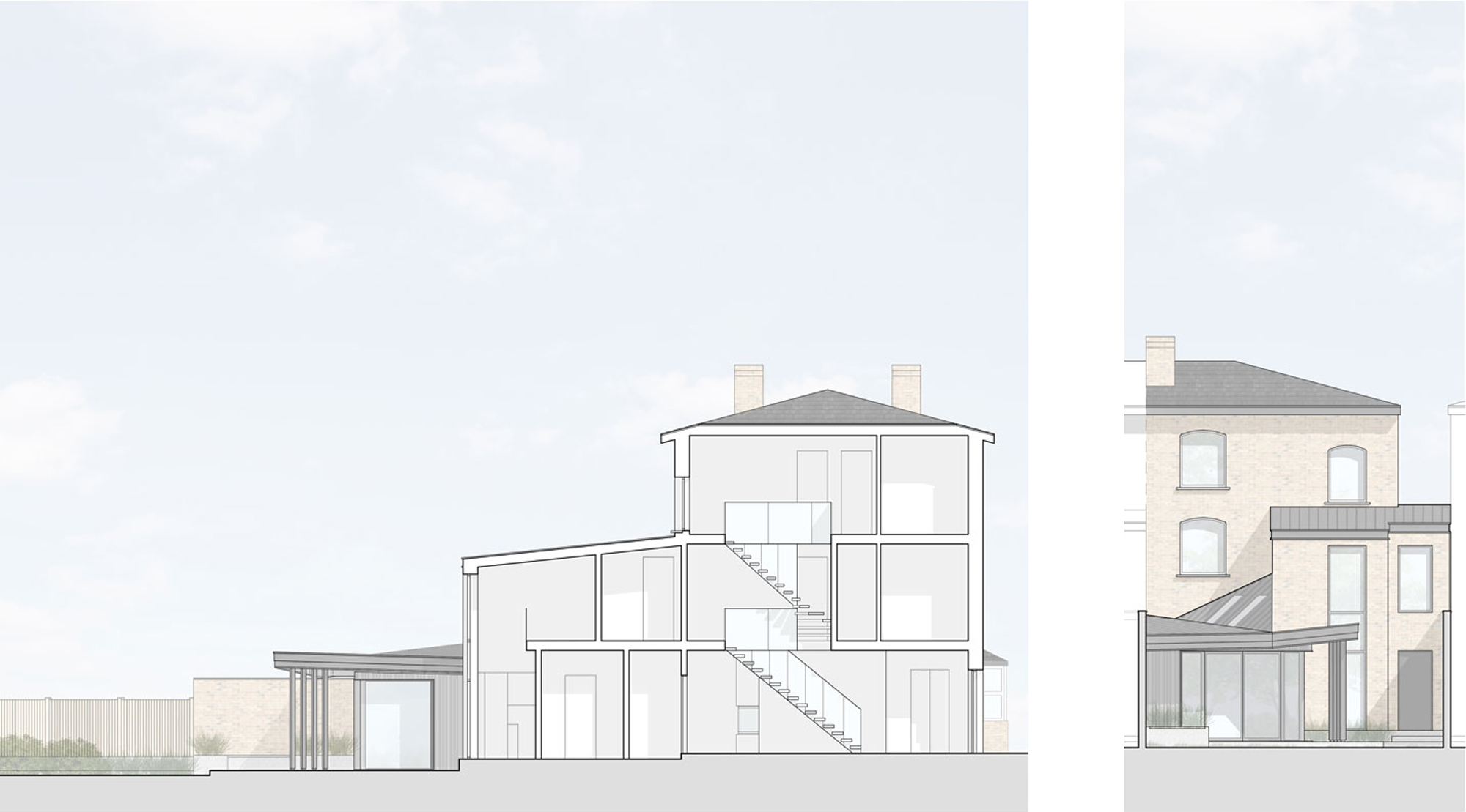 Victoria Road, Victorian house extension in London: elevation drawing