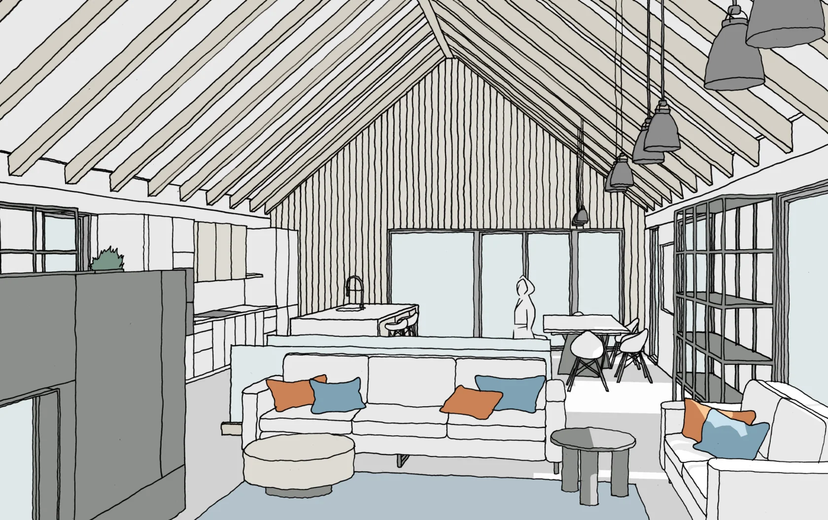 Brookfield Barn, new build barn home in Nottinghamshire: exterior visualisation