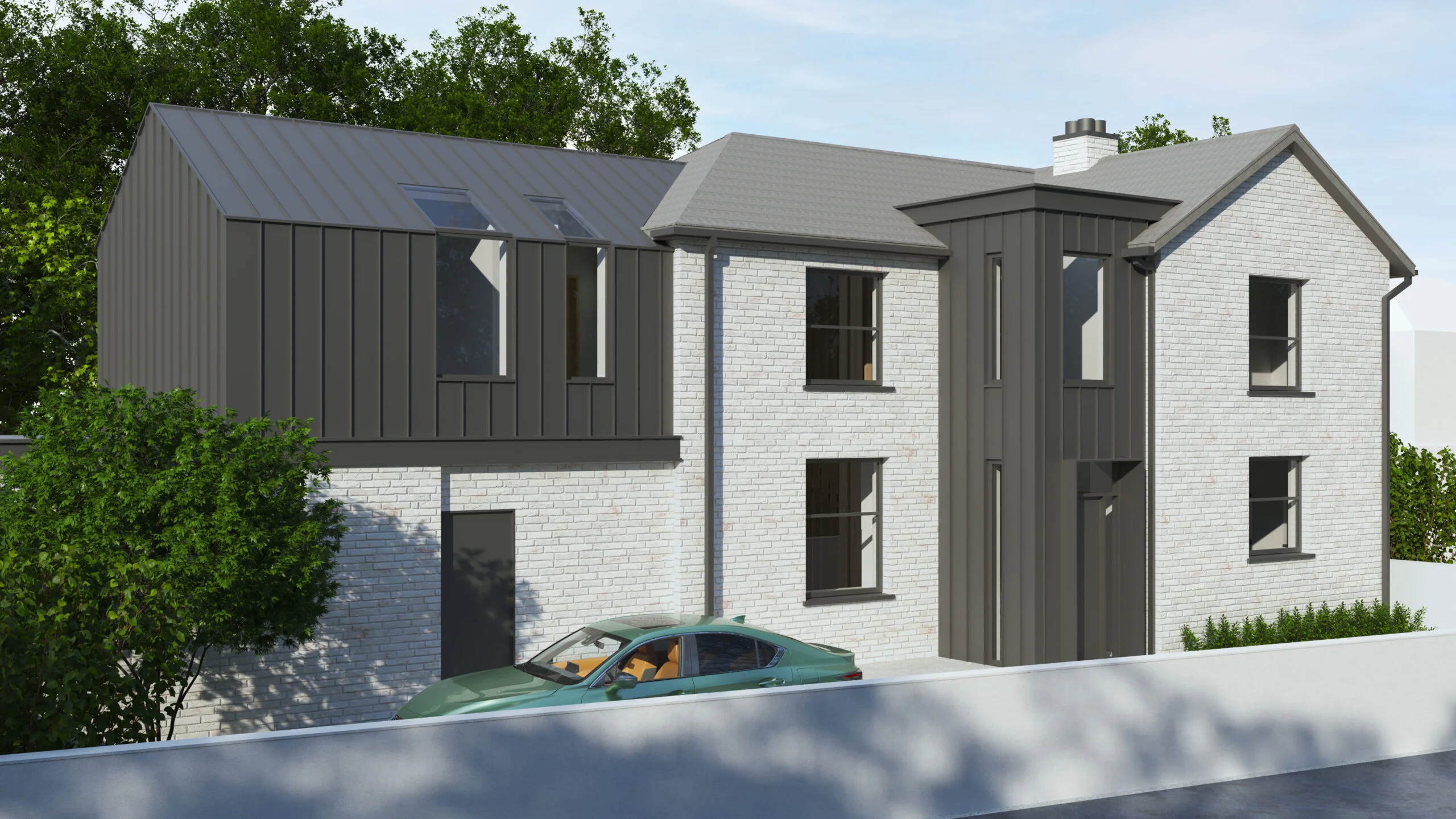Axten House, house extension and renovation in Surrey: exterior visualisation