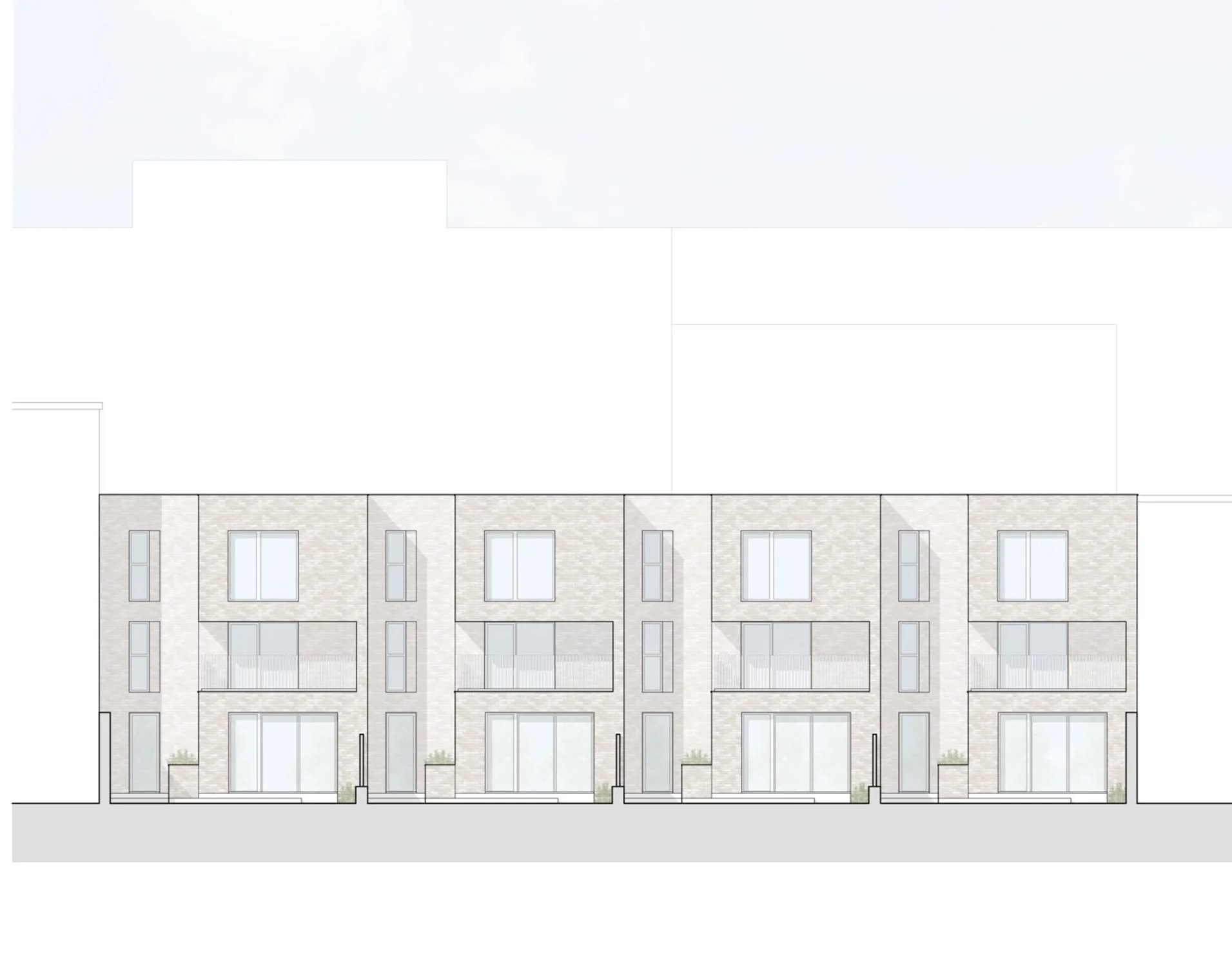 Camden Townhouses, new build townhouses in Camden, London: elevation drawing