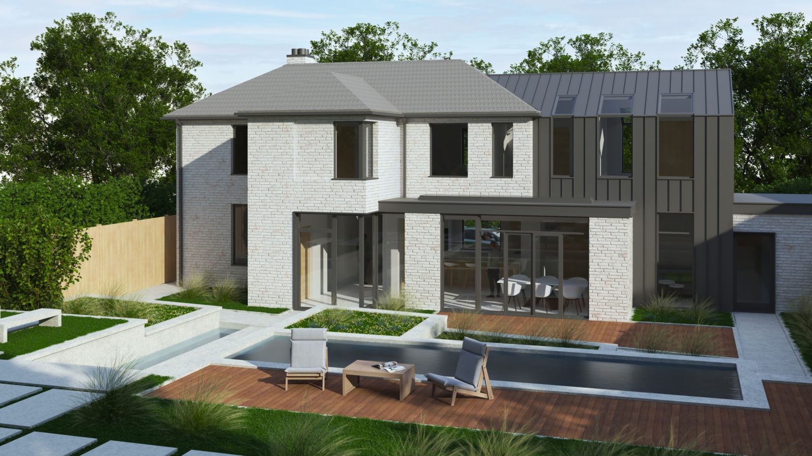 Axten House, house extension and renovation in Surrey: exterior visualisation