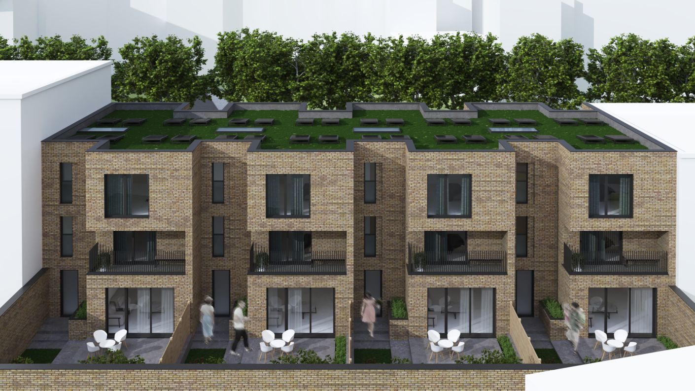 Camden Townhouses, new build townhouses in Camden, London: exterior visualisation