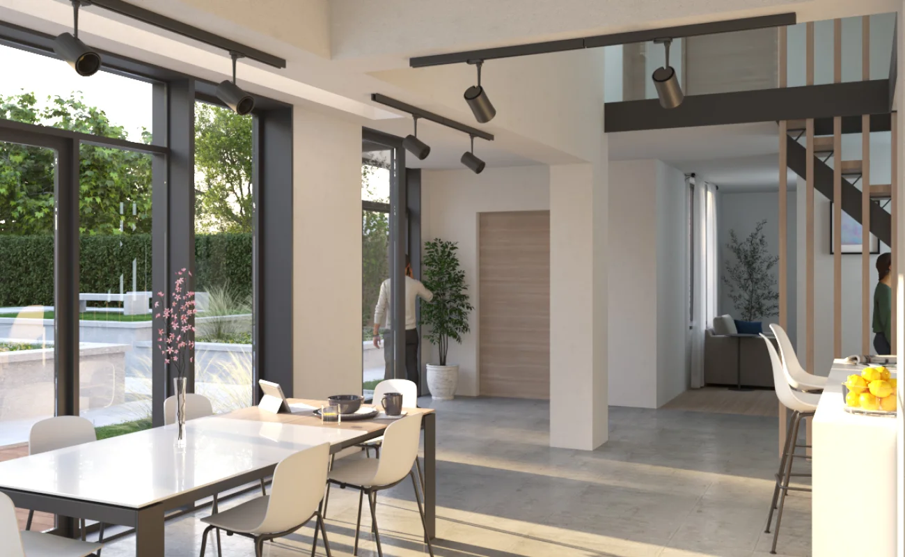 Axten House, house extension and renovation in Surrey: interior visualisation