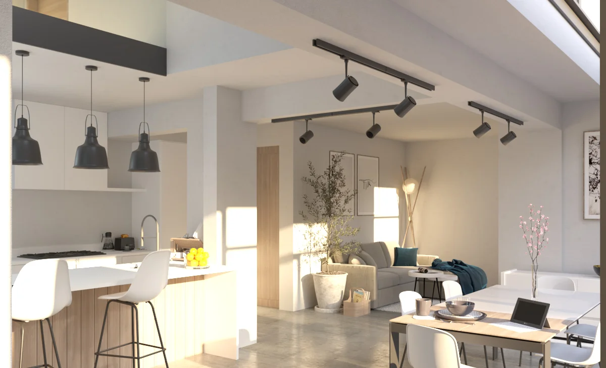 Axten House, house extension and renovation in Surrey: interior visualisation