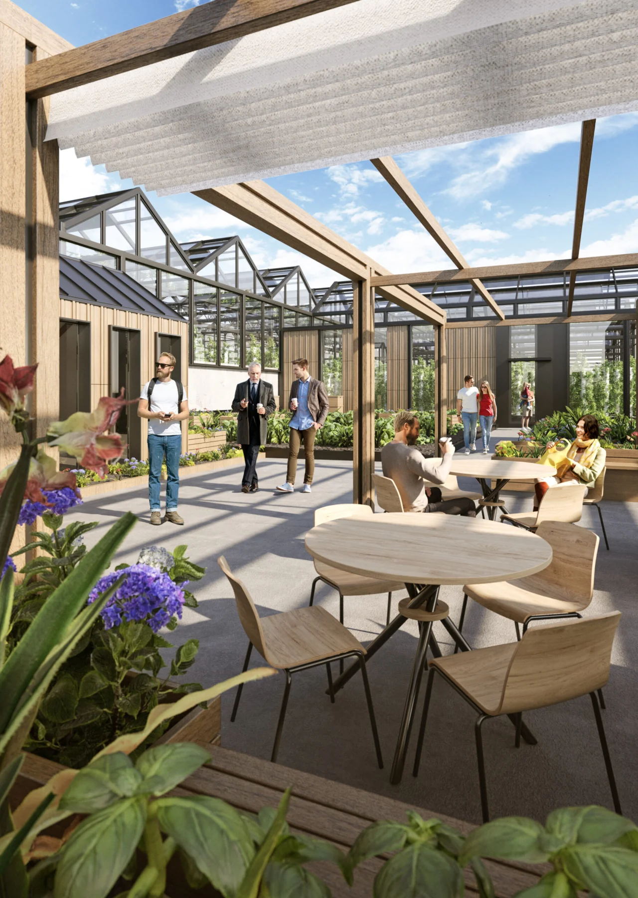 Vyse Street Food Project Phase 2, rooftop urban farm in Birmingham's Jewellery Quarter: exterior visualisation