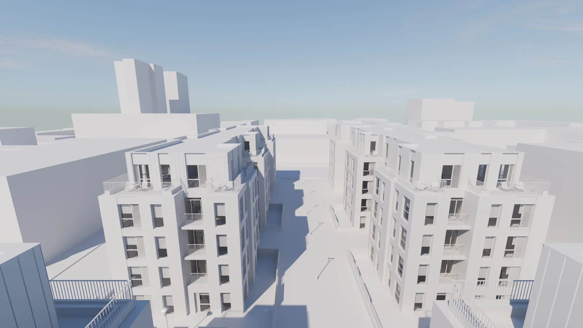 City Gardens, build-to-rent apartments in East London: white massing model