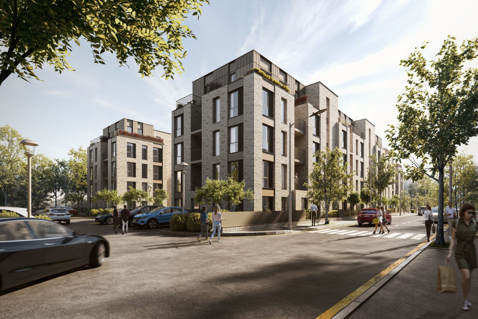 City Gardens, build-to-rent apartments in East London: street-level visualisation