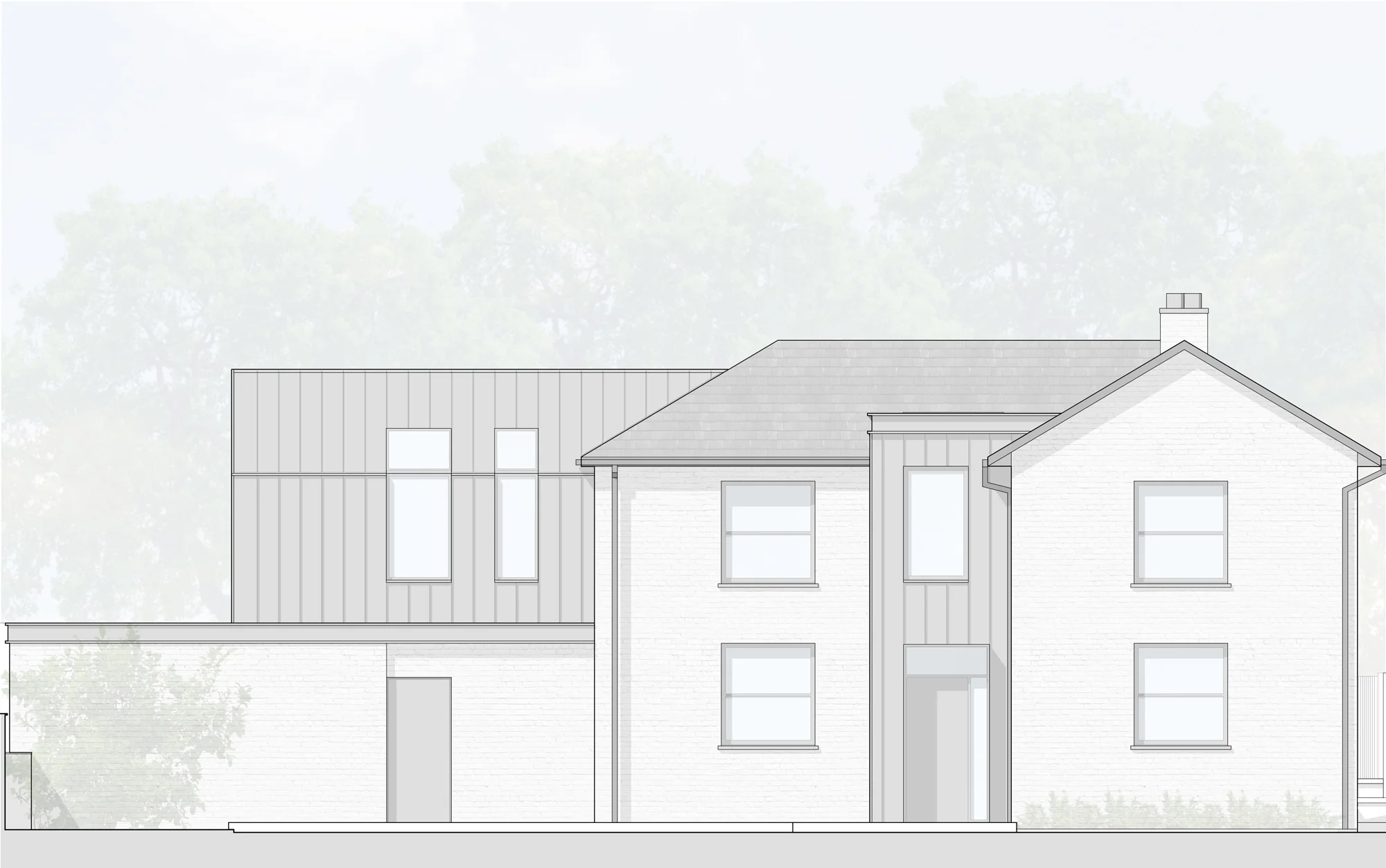 Axten House, house extension and renovation in Surrey: front view