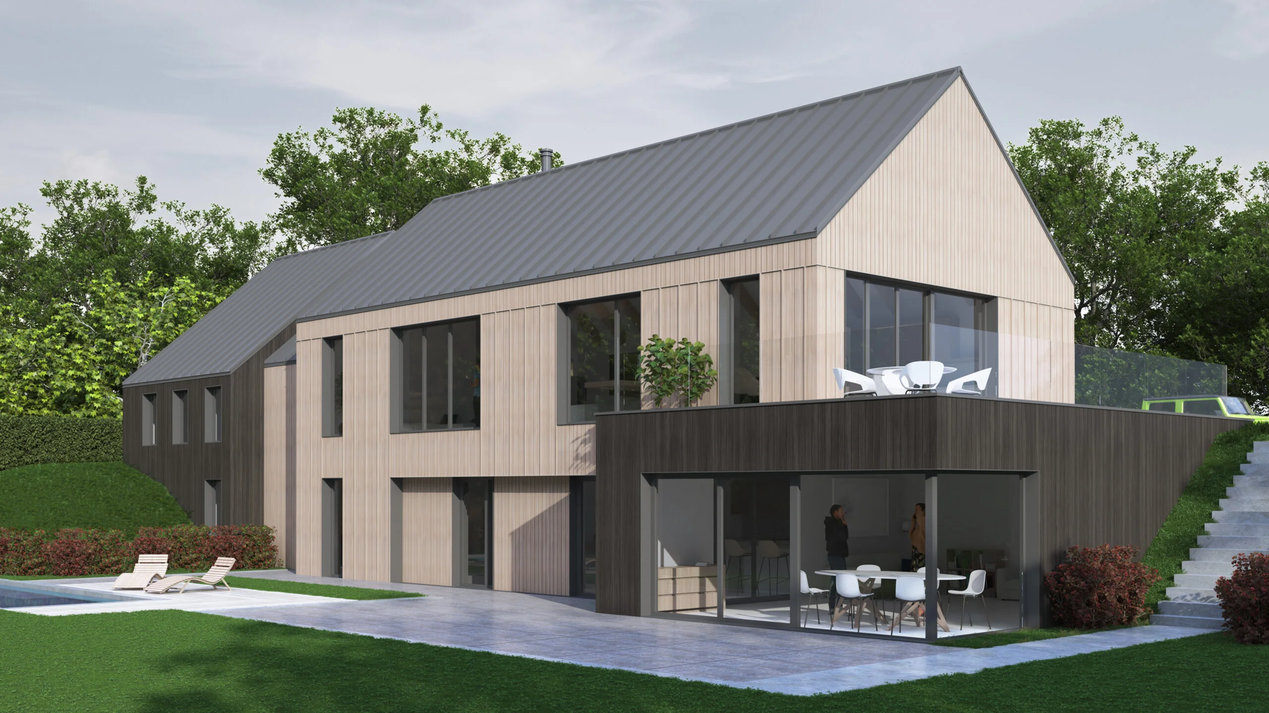 Brookfield Barn, new build barn home in Nottinghamshire: exterior visualisation